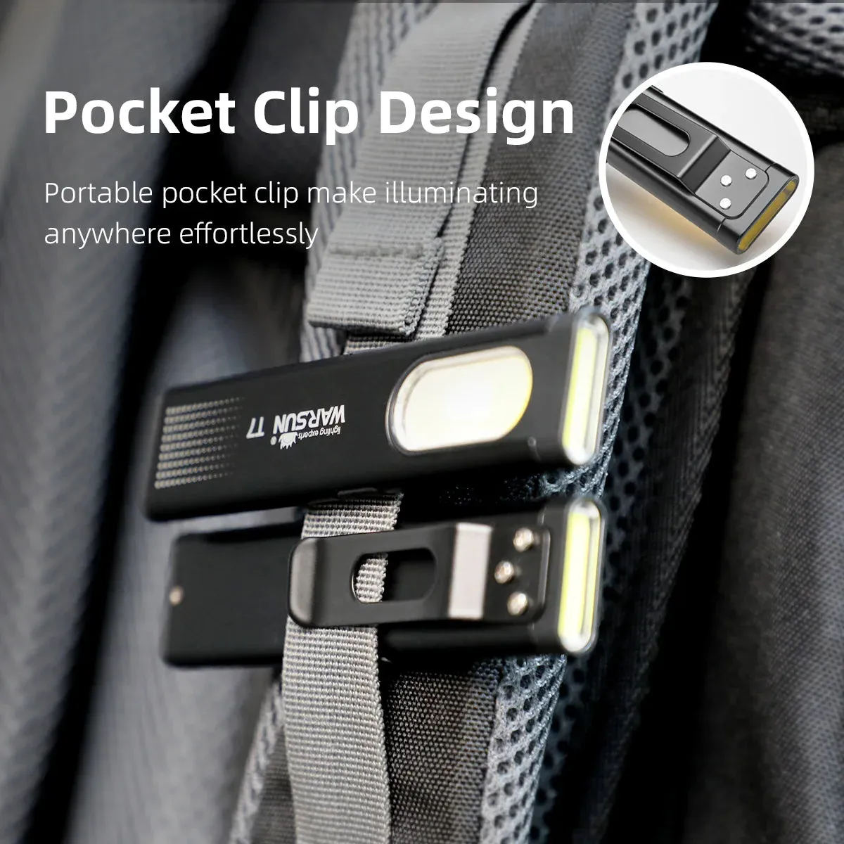 WARSUN T7 600 Lumen USB-C Rechargeable Mini Keychain Flashlight with Magnet