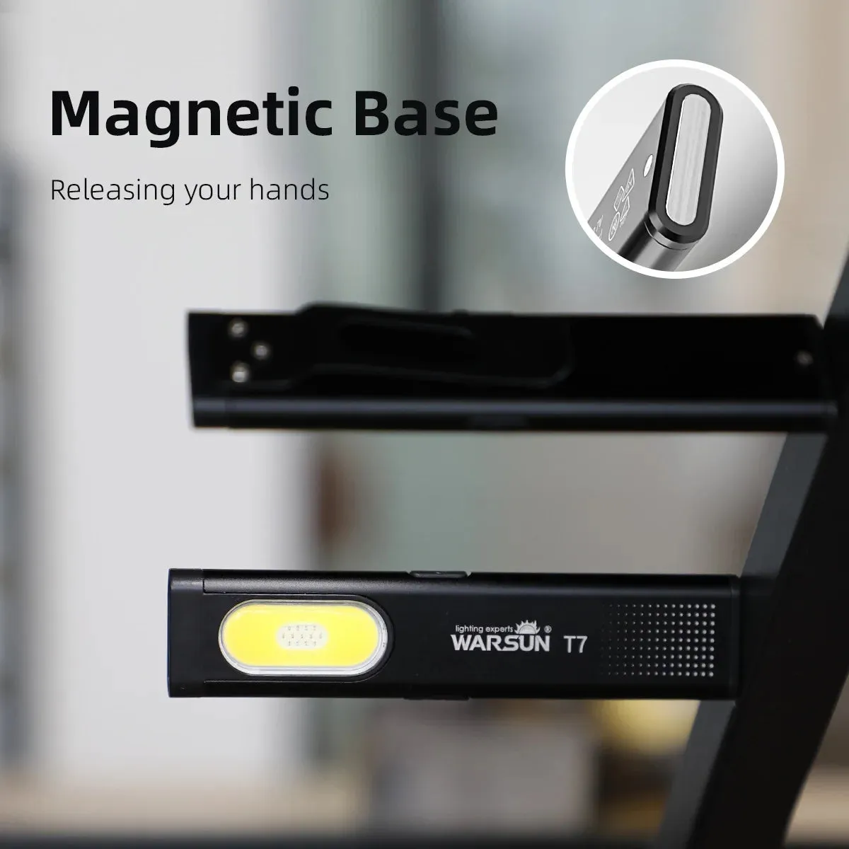 WARSUN T7 600 Lumen USB-C Rechargeable Mini Keychain Flashlight with Magnet