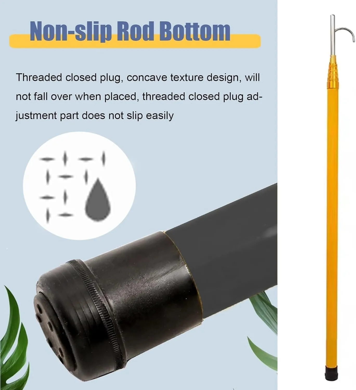 Water Salvage Pole Hook Telescoping Glassfibre Rescue Rod with Stainless Steel Hooks, Marine Extension Rescue Equipment, for Docking Boating(Yellow-Pack of 2,1.17-4.5m)