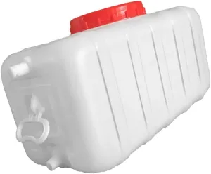 Water Tank Food Grade Large Rectangular Water Container with Spigot for Outdoor Hiking Hurricane Emergency Survi, White Plastic Water Container with Handle for Camping(Size:50 liters)