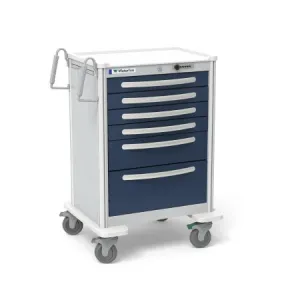 Waterloo Industries - Anesthesia Cart Aluminum 24.5 X 29 X 42 Inch Light Gray/Dark Blue 16.5 X 22 Inch, (4) 3 Inch, (1) 6 Inch, (1) 9 Inch Drawers - UTGSA-333369-DKB