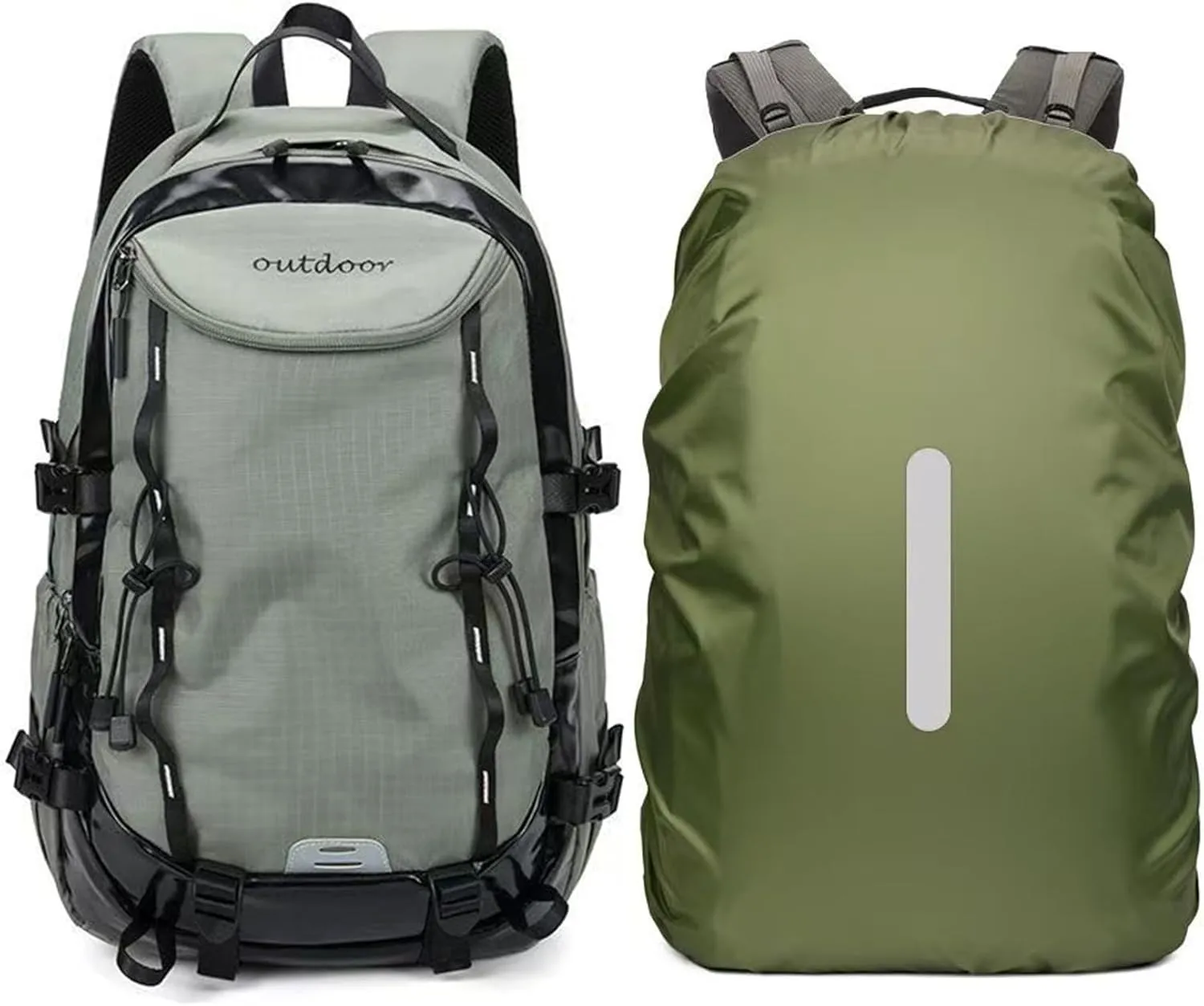 Waterproof Hiking Backpack - Outdoor Sport Daypack with Rain Cover (Grey,40L)