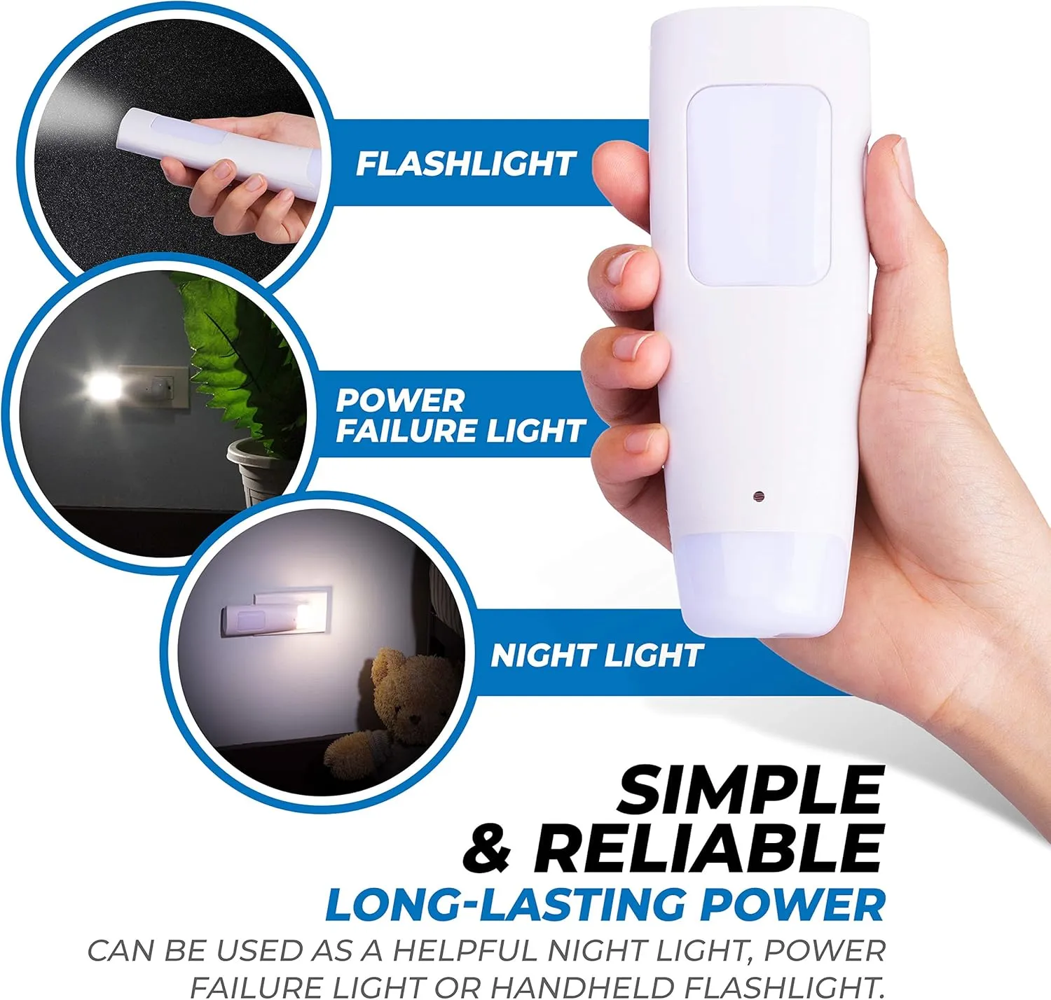 Westek LED Emergency Lights for Home Power Failure, 6 Pack - 3 Function Power Failure Light, Rechargeable Flashlight and Night Light - Must-Have for Snow Storms and Blackouts - NL-PWFL