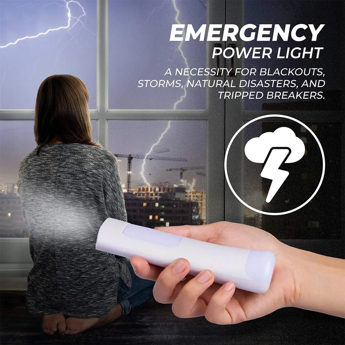 Westek LED Emergency Lights for Home Power Failure, 6 Pack - 3 Function Power Failure Light, Rechargeable Flashlight and Night Light - Must-Have for Snow Storms and Blackouts - NL-PWFL