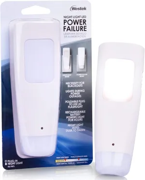 Westek LED Emergency Lights for Home Power Failure, 6 Pack - 3 Function Power Failure Light, Rechargeable Flashlight and Night Light - Must-Have for Snow Storms and Blackouts - NL-PWFL