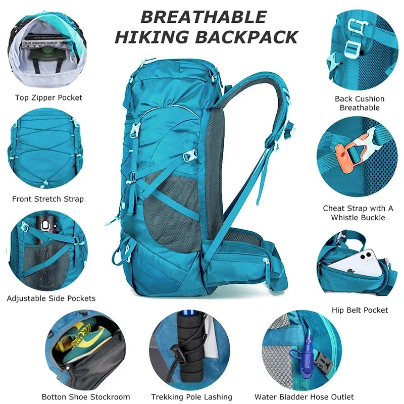 WESTTUNE 50L Hiking Backpack with Rain Cover – Durable Outdoor Rucksack for Trekking & Camping