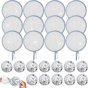 Weysat 12 Pcs Disco Ball Round Foldable Cooling Fans Glitter Mirror Disco Handheld Compact Fans Silver Foil Round Folding Fan for Outdoor Games, Festivals, Parties, Travel, Events