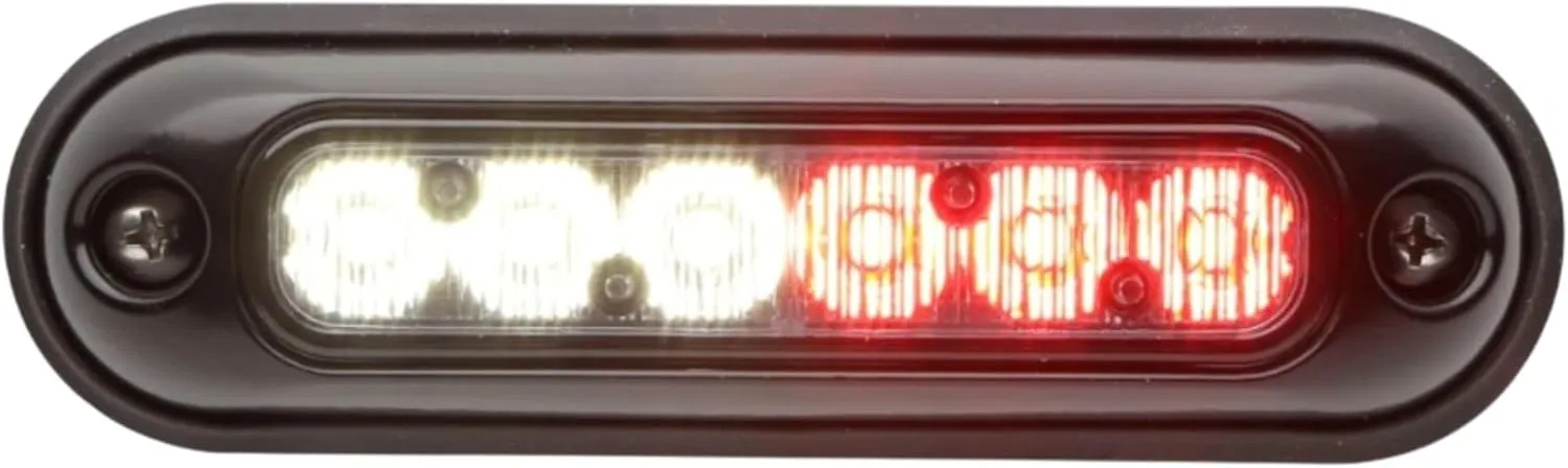 Whelen Ion Series Super-Led Emergency Lighthead - Red/White Split Warning Light for Police & Emergency Vehicles - Ultra Bright Professional-Grade - Durable Hard-Coated Lens - 25 Flash Patterns