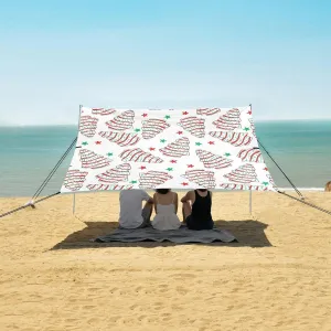 White Christmas Tree Cake Beach Camping Tent Sun Shelter for Whole Family, Stars Beach Shade Canopy with UPF50  UV Protection,Easy Set Up and Carry,Outdoor Shade for Trips, Fishing, Backyard Fun