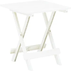 White Foldable Bistro Table Small Plastic for Outdoor Camping, Portable Side Dining Tables for Patio, Garden, Picnic, Balcony - 45 x 45 x 50 cm