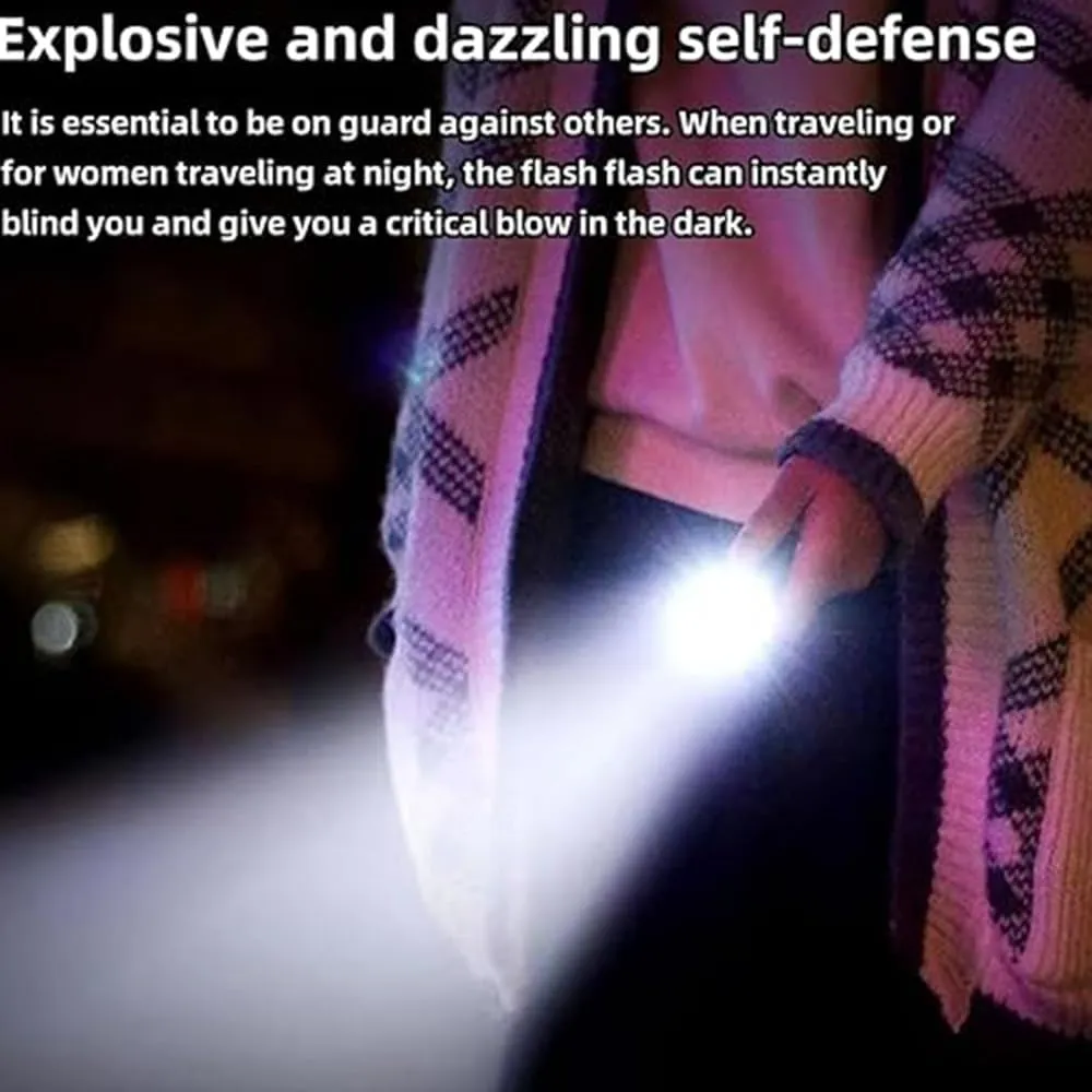 White Laser with Strong Light and Super Brightness, Household Rechargeable Outdoor Portable Long-Range Flashlight, Waterproof Mini Flash Flashlight, Three-Eyed Monster Flashlight (2-Silver)