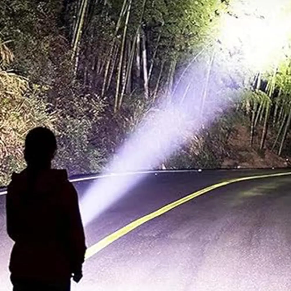 White Laser with Strong Light and Super Brightness, Household Rechargeable Outdoor Portable Long-Range Flashlight, Waterproof Mini Flash Flashlight, Three-Eyed Monster Flashlight (2-Silver)