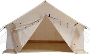 WHITEDUCK Alpha Canvas Wall Tent – Waterproof 4 Season Outdoor Camping & Hunting Tent w/Heavy Duty Aluminum Frame & PVC Floor for Large Groups Families & Outfitters