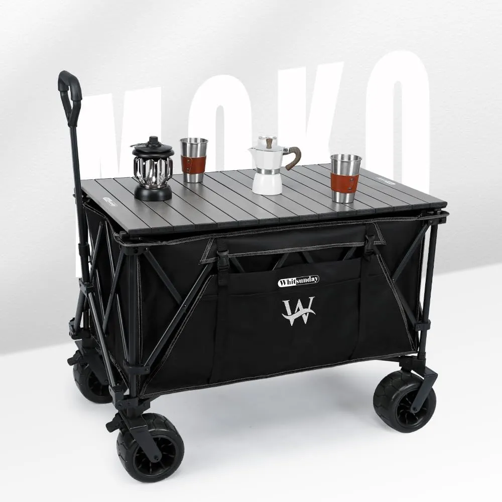 Whitsunday Folding Collapsible Utility Camping Park Moko Wagon Cart, Black