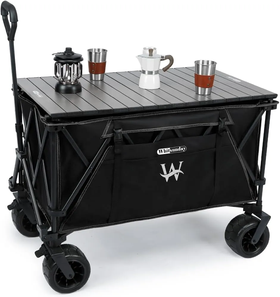 Whitsunday Folding Collapsible Utility Camping Park Moko Wagon Cart, Black