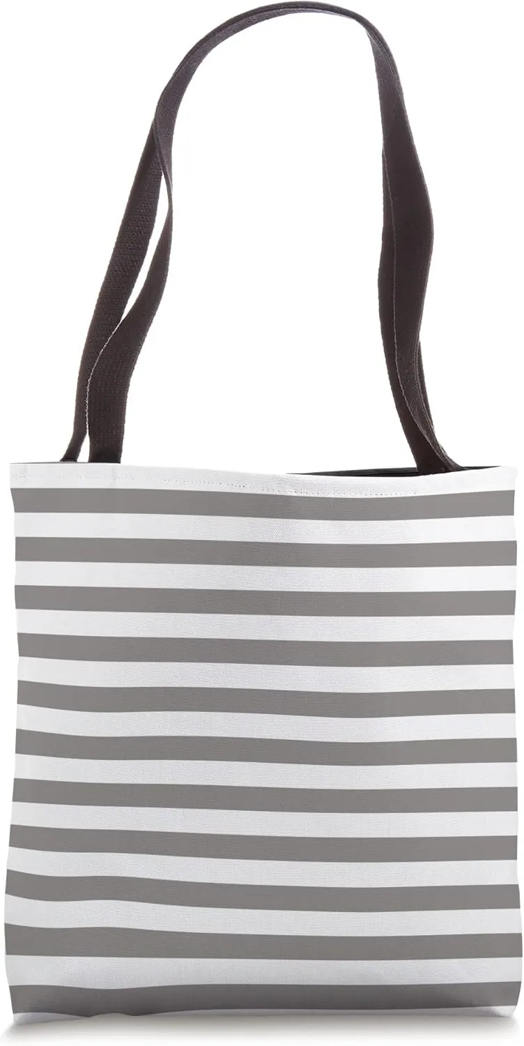 Wide Granite Gray Cabana Tent Stripe Tote Bag