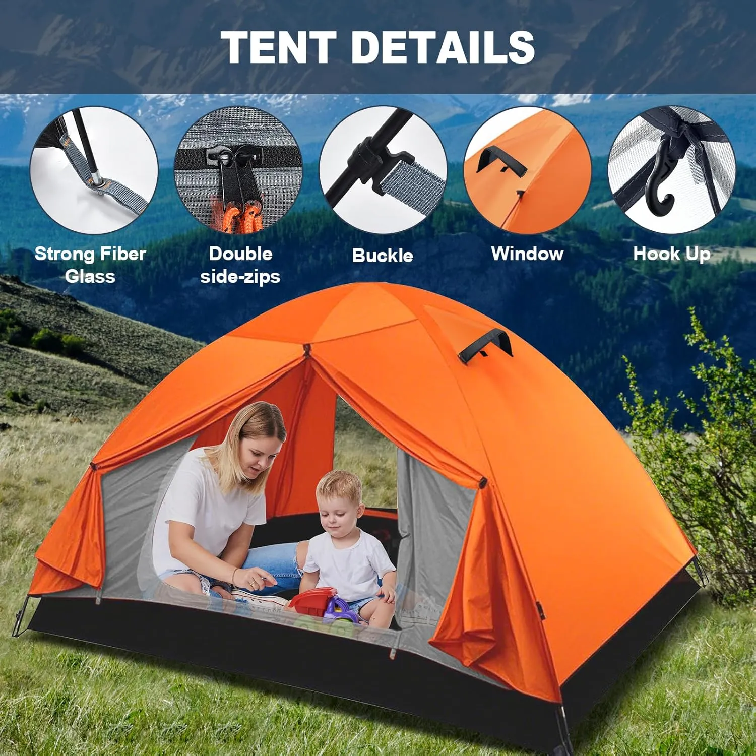 WILDROOTS Backpacking Tent, Mountain Hiking Tent for 2 Person, 4 Season Lightweight Camping Tent