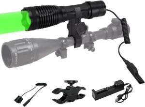 WINDFIRE Green Light Flashlights, Long Range Hunting Light Spotlight, Single Mode LED Tactical Flashlight Zoomable, Predator Varmint Hog Light for Night Hunting, Fishing
