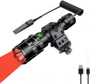 WINDFIRE Red Flashlight Rechargeable, Zoomable Hunting Light Red LED Tactical Flashlight, 5 Modes Red Light Flashlight Predator Light for Astronomy, Aviation, Night Observation