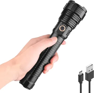 WINDFIRE Super Bright 1200000 Lumen Flashlight Rechargeable Tactical Flashlights Focus Adjustable,Military Flashlight Long Lighting Range,Zoomable,Waterproof, Best for Camping Emergency