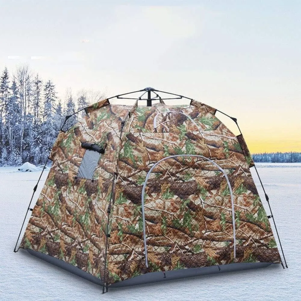 Winter 4-Season Camping Tent, Instant Pop-Up Tent for 4 People, Waterproof & Windproof Family Tent for Backpacking, Hiking, Fishing, and Cold Weather Camping