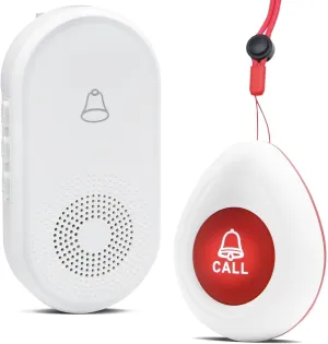 Wireless Caregiver Pager SOS Call Button for Elderly Monitoring 1000  Feet Life Alert，Emergency Alert System Call Bell for Nurse Patient Disabled 1 Waterproof Transmitter & 1 Plugin Receiver