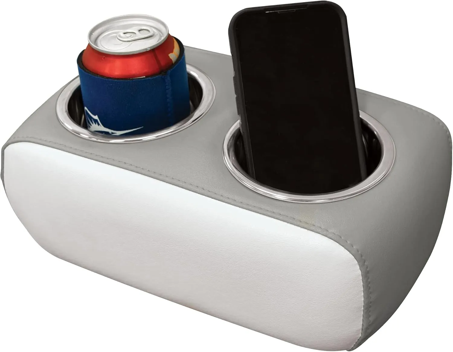 Wise 3059-1882 Pontoon Double Drink Holder with Stainless Steel Cup Holders, Marble / Brite White