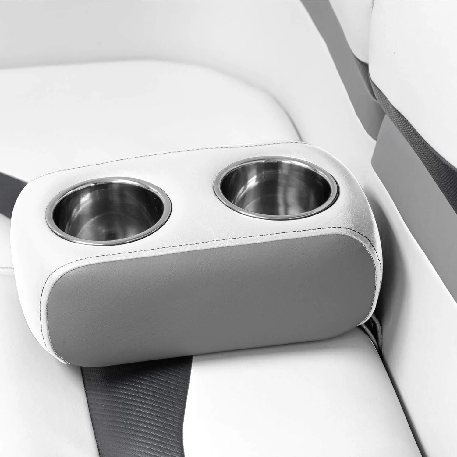 Wise 3059-1882 Pontoon Double Drink Holder with Stainless Steel Cup Holders, Marble / Brite White