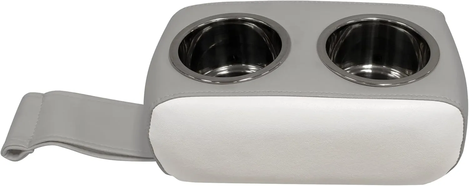Wise 3059-1882 Pontoon Double Drink Holder with Stainless Steel Cup Holders, Marble / Brite White