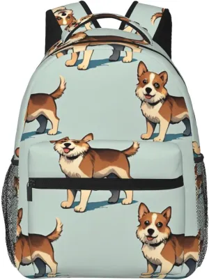 Women Men Polyester Dog Lovers Art Casual Daypack Large Capacity Bookbag With Side Pockets for Sports Picnic Walking Cycling