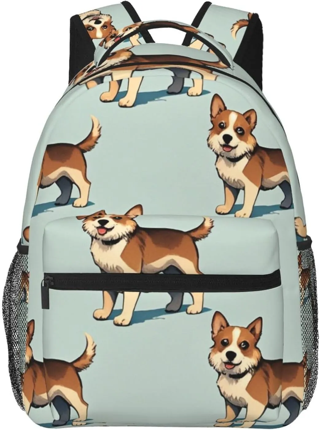 Women Men Polyester Dog Lovers Art Casual Daypack Large Capacity Bookbag With Side Pockets for Sports Picnic Walking Cycling