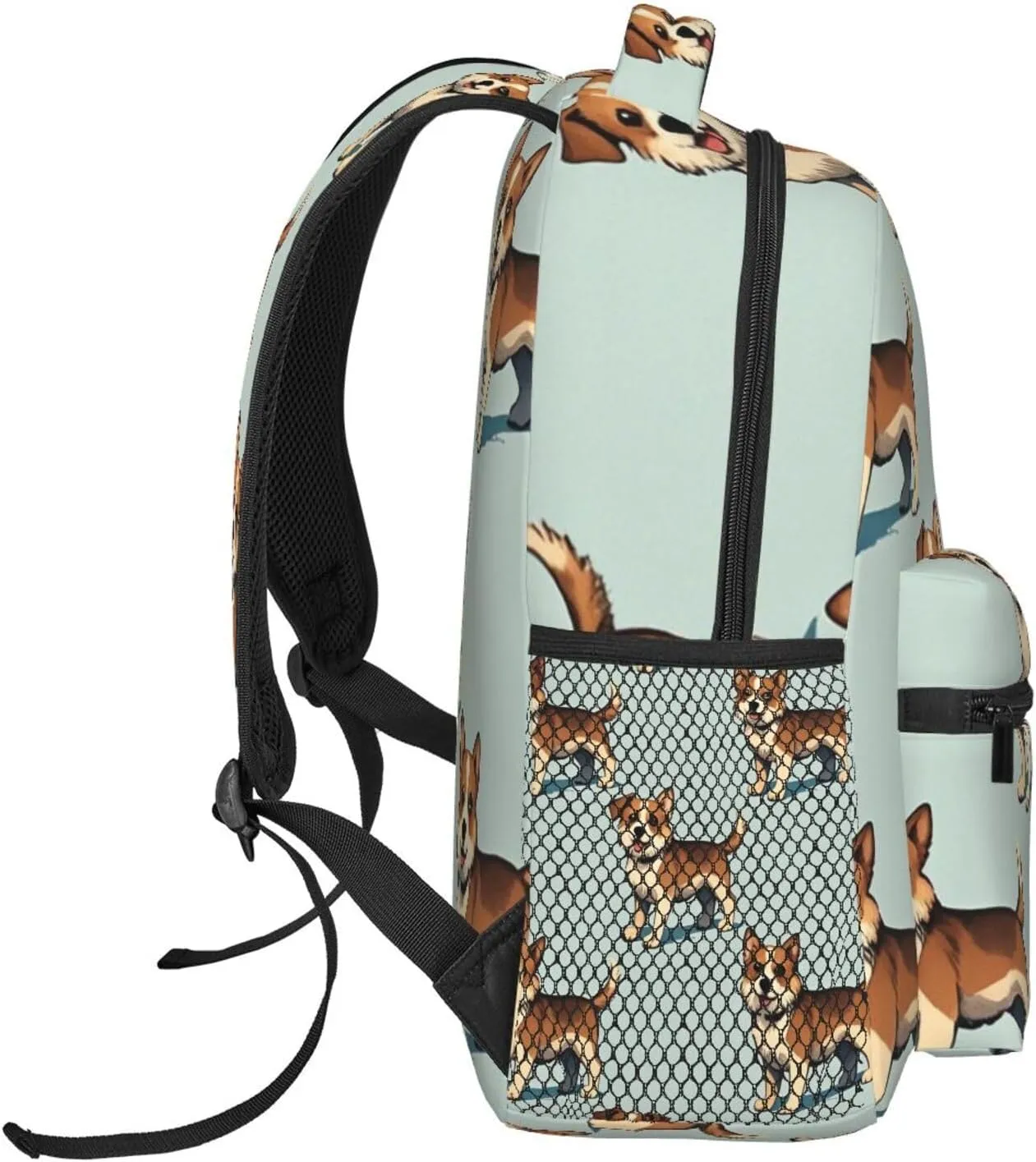 Women Men Polyester Dog Lovers Art Casual Daypack Large Capacity Bookbag With Side Pockets for Sports Picnic Walking Cycling