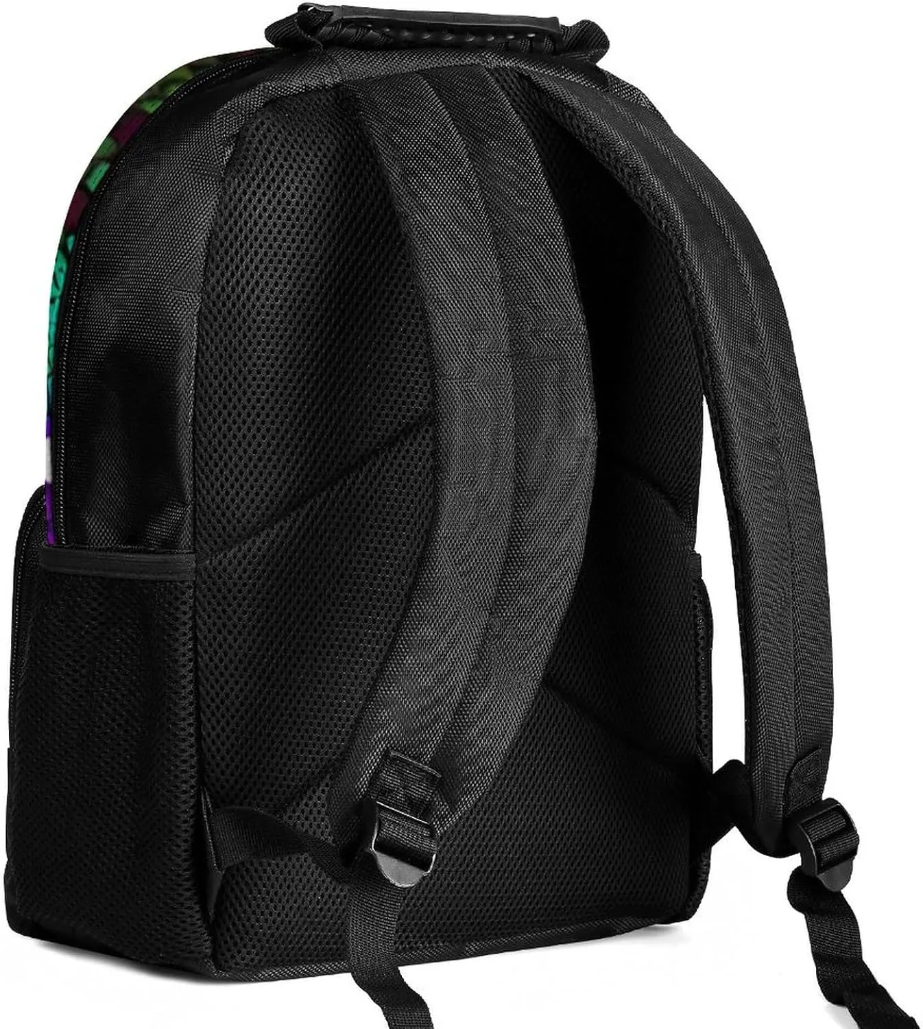 Women Men Polyester Psychedelic Rainbow Chameleon Art Casual Daypack Large Capacity Bookbag With Side Pockets for Sports Picnic Walking Cycling