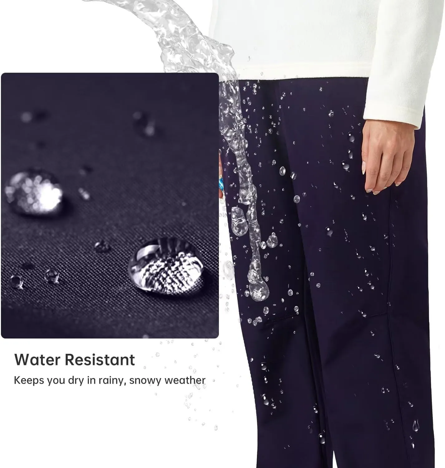 Women's Hiking Cargo Pants Waterproof Fleece Quick-Dry Softshell Slim with with Pockets for Camping Trekking Travel