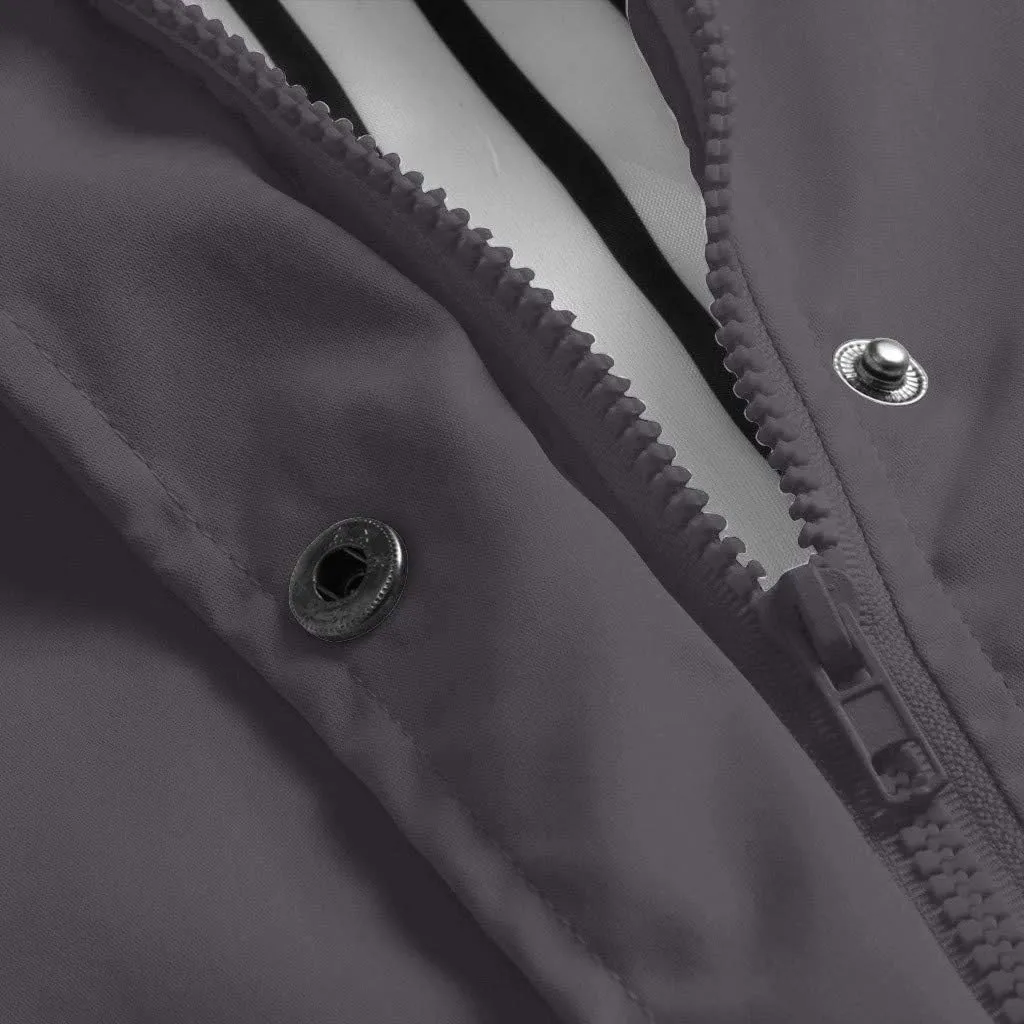 Womens Jacket Solid Hooded Jacket Windproof Outdoor Coat Plus Women's Coat Hooded Windbreaker Outdoor Trench Coat