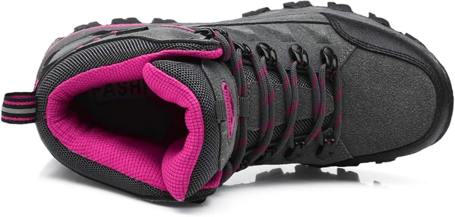 Women's Lightweight Hiking Shoes Mid Height Laces Comfortable Walking Sneakers Outdoor Travel Trekking Camping Adventure Shoes Slip Resistant All-Terrain Hiking Boot for Women Men