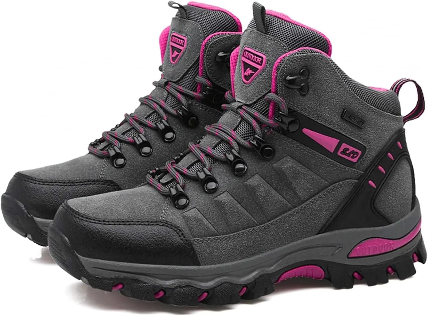 Women's Lightweight Hiking Shoes Mid Height Laces Comfortable Walking Sneakers Outdoor Travel Trekking Camping Adventure Shoes Slip Resistant All-Terrain Hiking Boot for Women Men