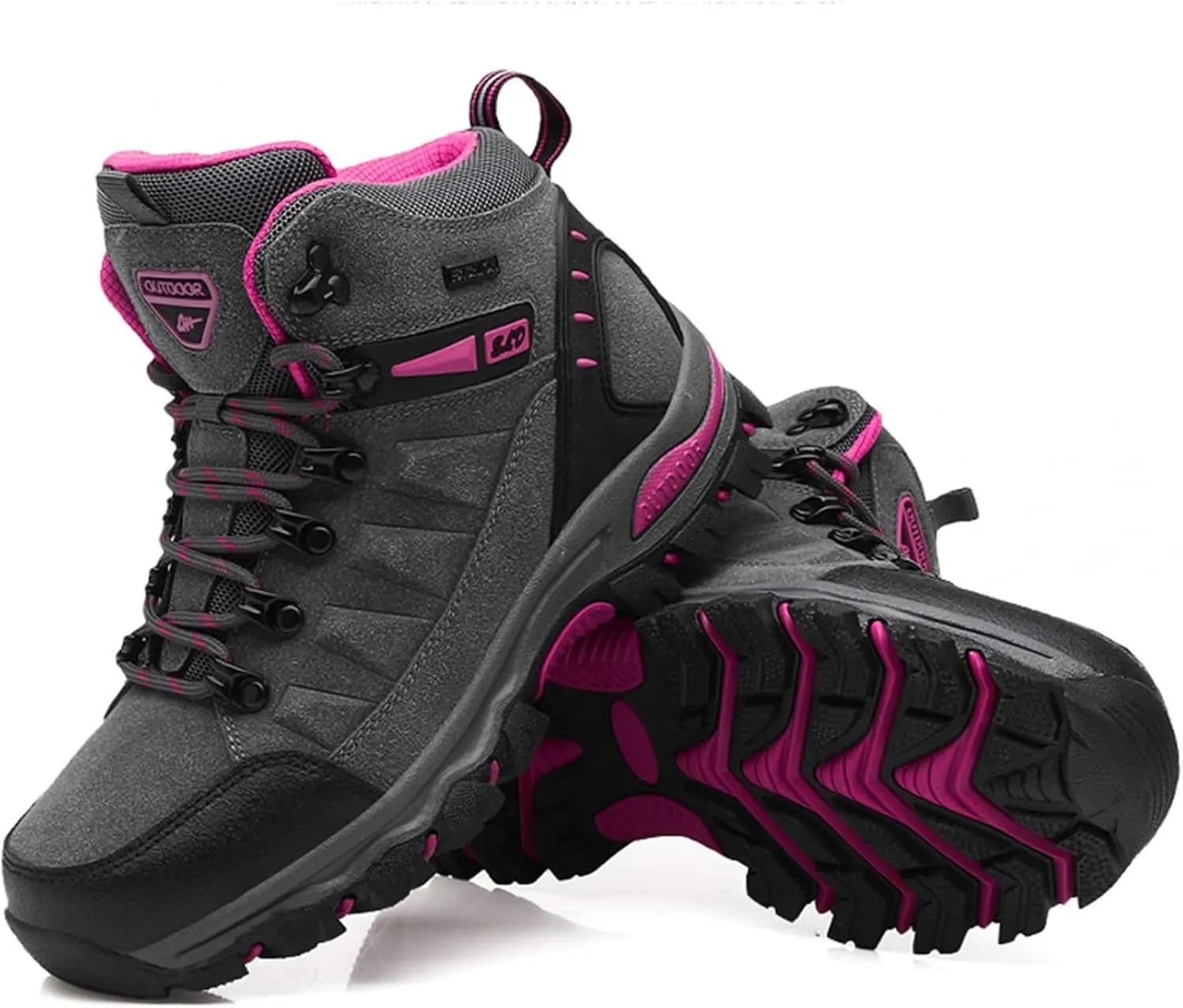 Women's Lightweight Hiking Shoes Mid Height Laces Comfortable Walking Sneakers Outdoor Travel Trekking Camping Adventure Shoes Slip Resistant All-Terrain Hiking Boot for Women Men