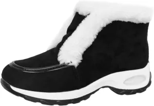 Womens Snow Boots Suede Anti-slip Winter Boots Classic Warm Fur Booties Casual Slip on Ankle Boots Comfortable Winter Shoes Trekking Shoes