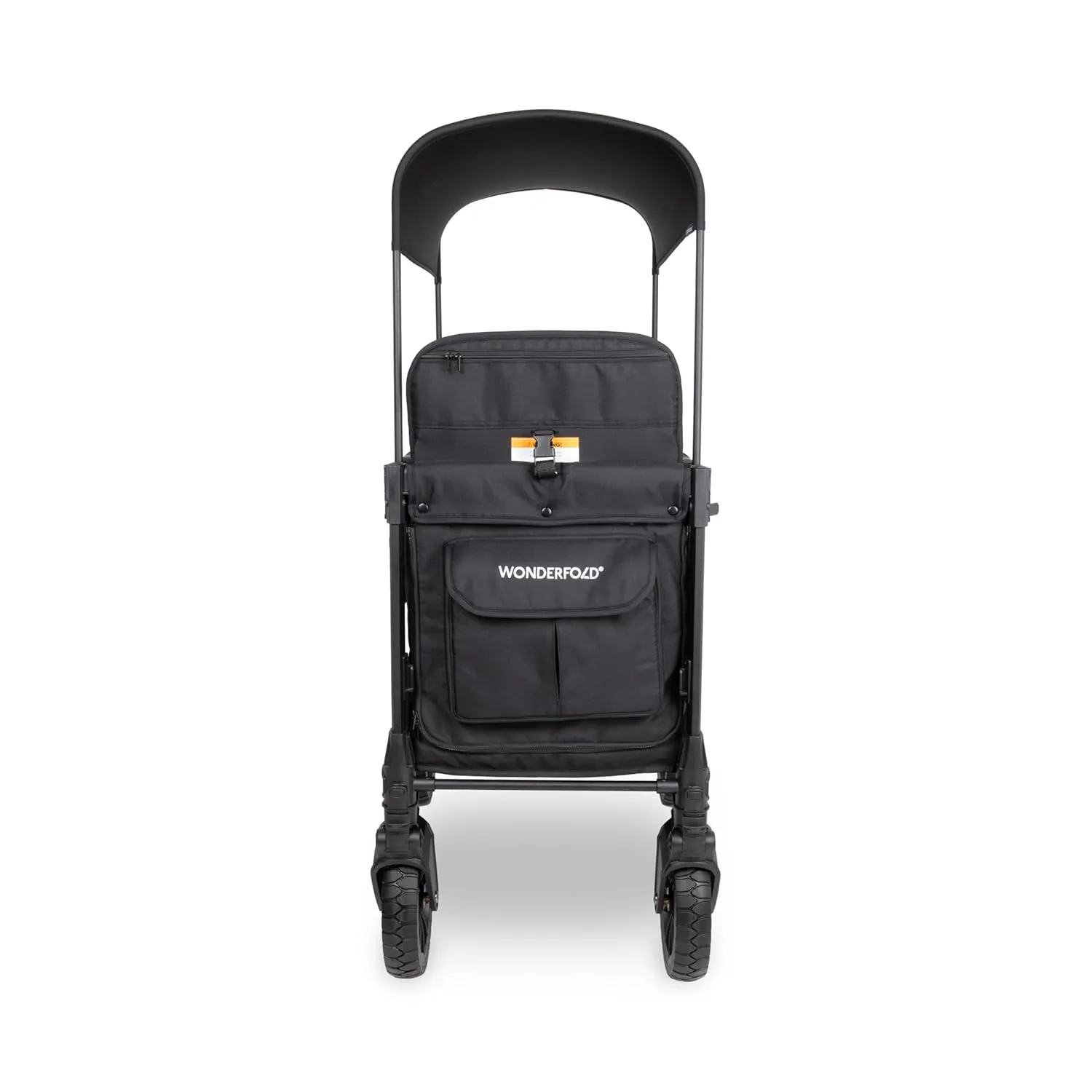 WONDERFOLD W2 Luxe Pro Stroller Wagon (2 Seater) - Collapsible Wagon Stroller with Seats Featuring 5-Point Safety Harnesses and Adjustable Sun Canopy, Jet Black