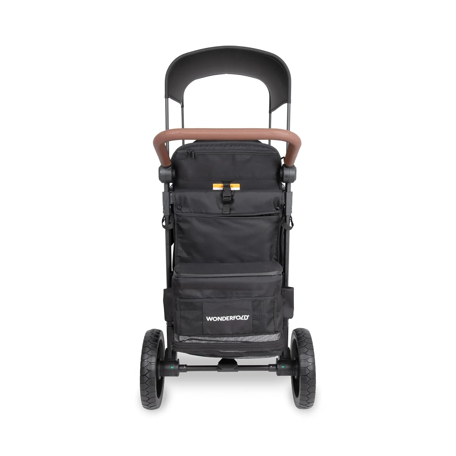 WONDERFOLD W2 Luxe Pro Stroller Wagon (2 Seater) - Collapsible Wagon Stroller with Seats Featuring 5-Point Safety Harnesses and Adjustable Sun Canopy, Jet Black