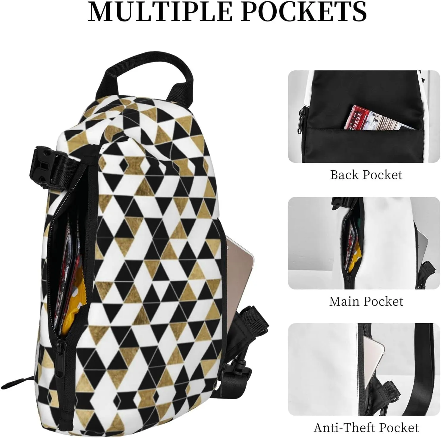 Wood Grain Print Travel Crossbody Backpack Bag,Lightweight Sling Bag For Travel Unisex