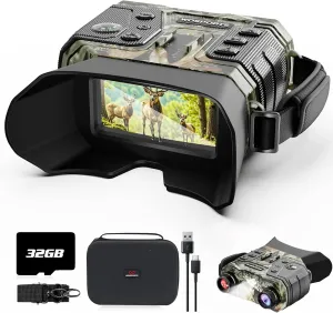 WOSPORTS Night Vision Goggles for Adults – 4K Binoculars with 48MP Photo, 1300ft Infrared Scope, 10X Optical Zoom, Digital Zoom Camera, NVG for Hunting, Campin,g Wildlife Travel – Gifts for Men
