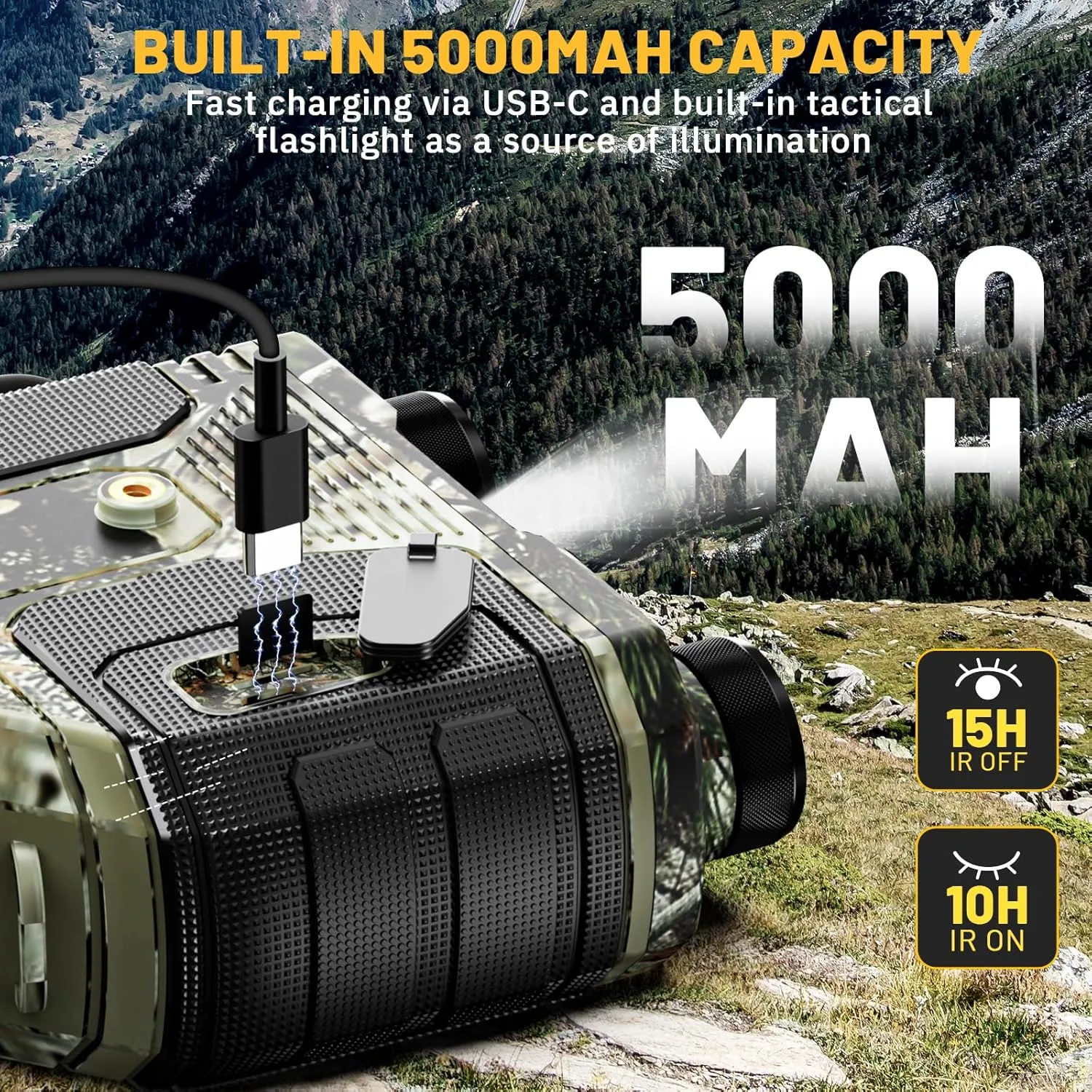 WOSPORTS Night Vision Goggles for Adults – 4K Binoculars with 48MP Photo, 1300ft Infrared Scope, 10X Optical Zoom, Digital Zoom Camera, NVG for Hunting, Campin,g Wildlife Travel – Gifts for Men