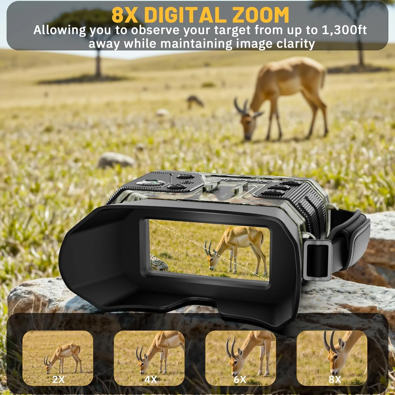 WOSPORTS Night Vision Goggles for Adults – 4K Binoculars with 48MP Photo, 1300ft Infrared Scope, 10X Optical Zoom, Digital Zoom Camera, NVG for Hunting, Campin,g Wildlife Travel – Gifts for Men