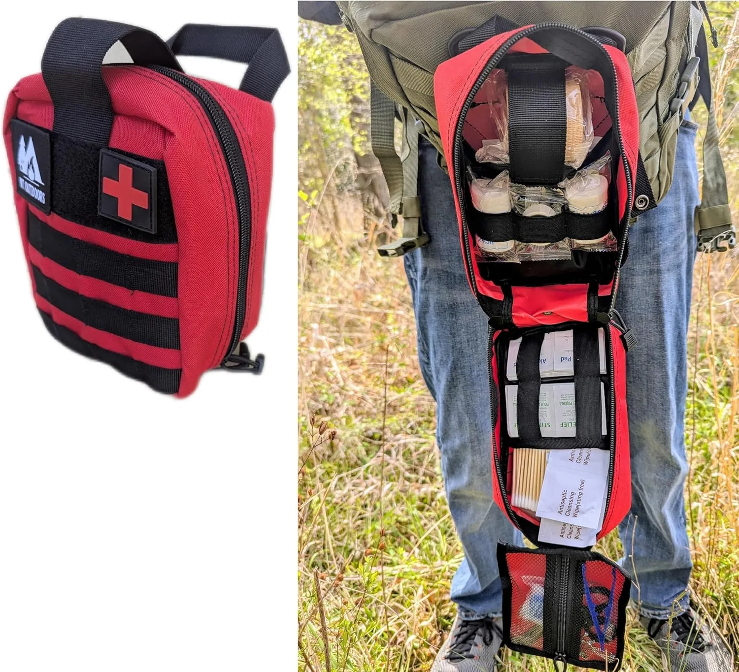 WT Outdoors First Aid Trauma Kit for Camping & Travel – Tourniquet Emergency Tactical IFAK Quick Deployment Bag with Burn Care,Wound Care,Survival Blanket, CPR Mask – Bleed Control-