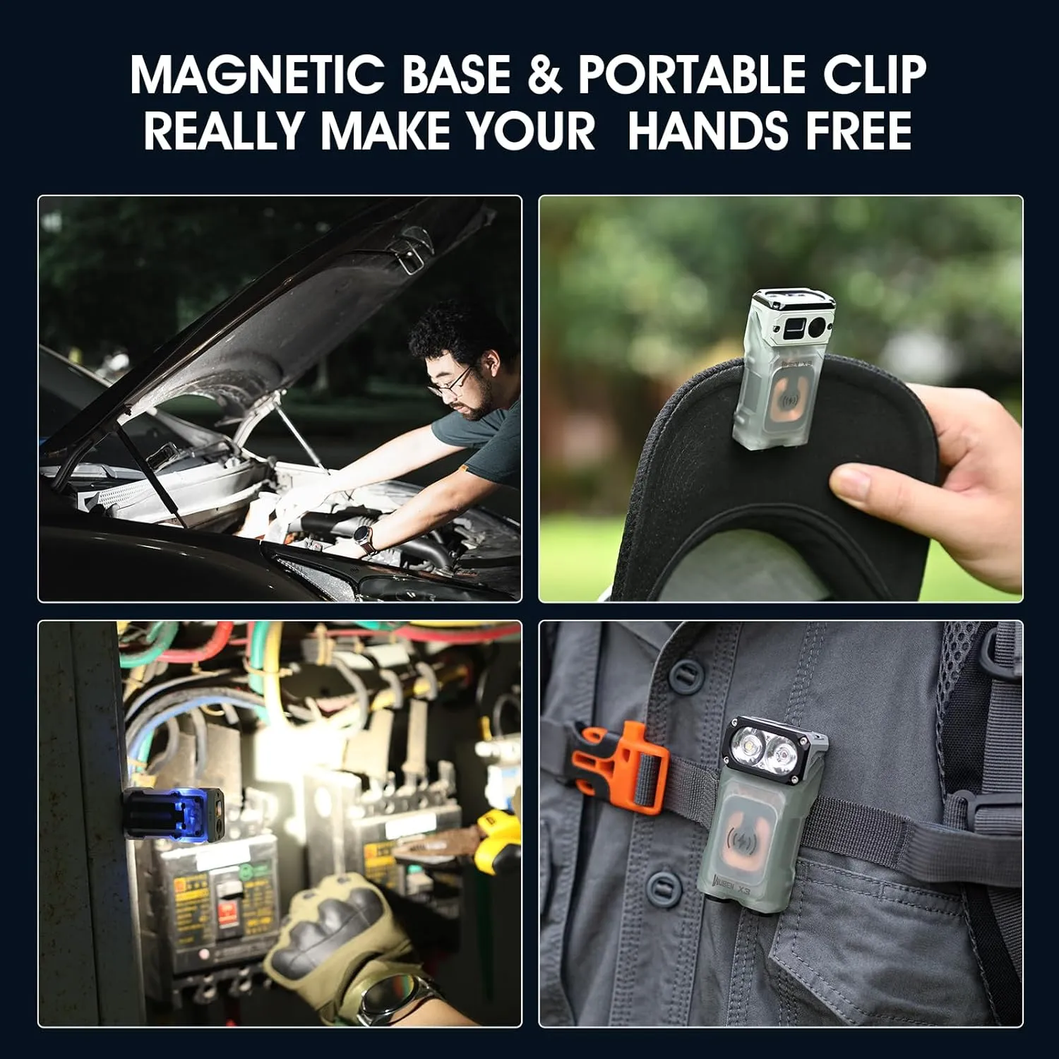 WUBEN X3 Mini Rechargeable Flashlight with Charging Base 180 Degree EDC Keychain Flashlight Twist Ip65 Waterproof Magnet Pocket Flashlight 10 Mode Type-C Lanyard for Camping, Outdoor,Inspection, Gift