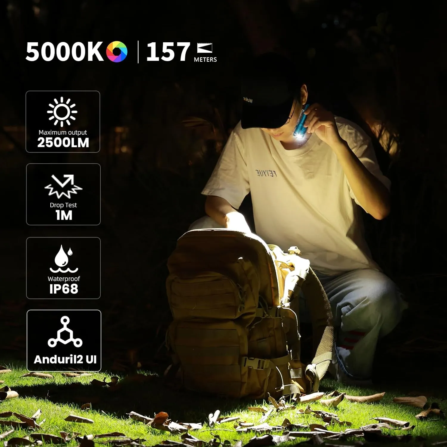 Wurkkos TS10 MAX LED Mini Flashlight, Rechargeable EDC Flashlight 2500 Lumen, Super Bright Pocket Flashlight with RGB Aux LED, Anduril 2.0 UI, Handheld Flashlight for Camping Emergency, Outdoor