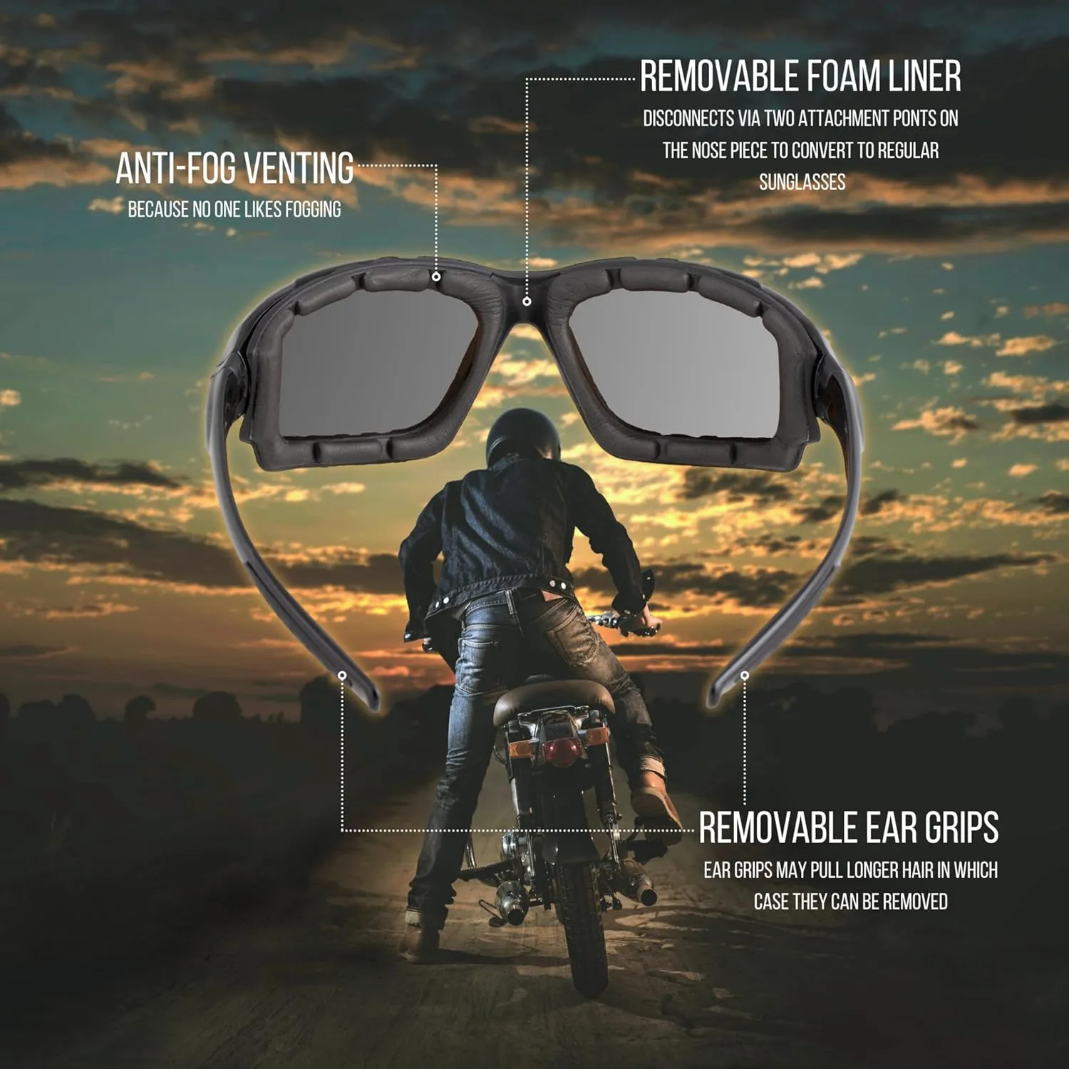 WYND Blocker Motorcycle Riding Glasses Extreme Sports Wrap Sunglasses