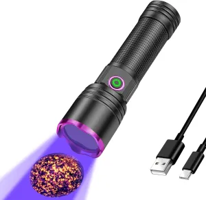 XLENTGEN 20W UV Light Flashlight 365nm, Black Light Ultraviolet Flashlights, for Resin Curing Fishing, Dry Glue, Minerals Ringworm, Fluorescent, Scorpion, Rockhounding, Pet Urine Detector